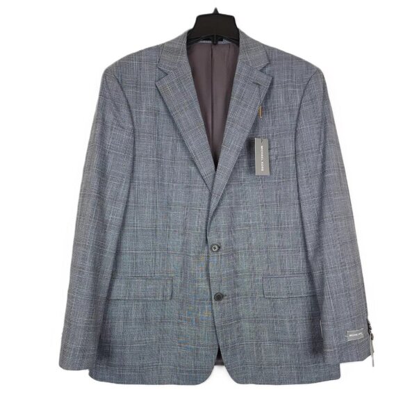 Michael Kors Men's Modern-Fit Stretch Sport Coat Grey Plaid 36S $295 B4HP